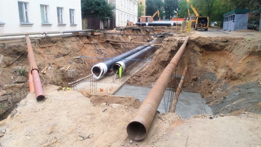 On A City Street A Hole Was Dug To Repair