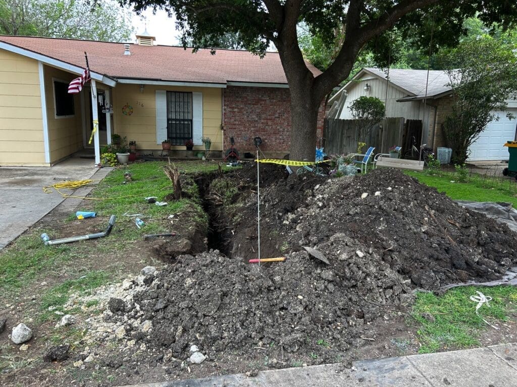 digging a ditch for water line replacement